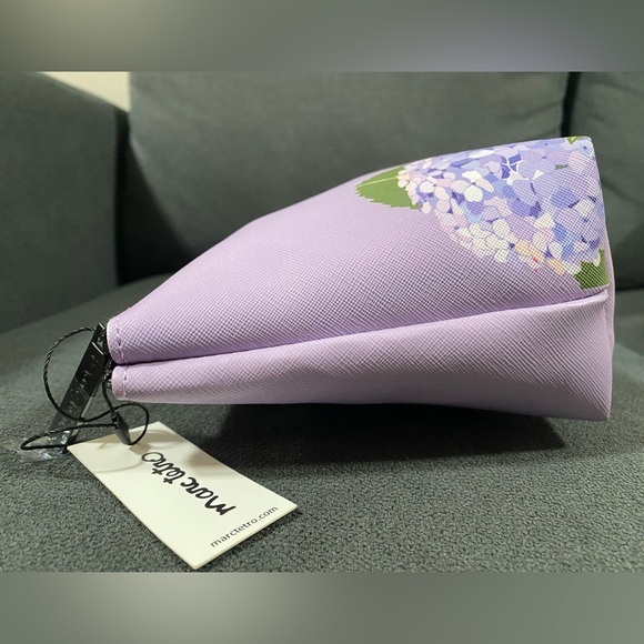 NWT Marc Tetro White Westie Dog Print & Purple Hydrangea Flowers Bag - Picture 3 of 13